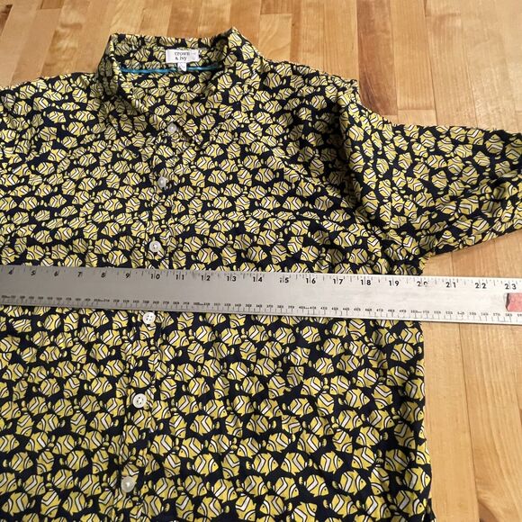 Crown & Ivy Top Fish Print Cotton Button Up‎ Shirt Womens L - Picture 5 of 7